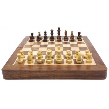 Coffret Echecs en Bois Pliable 25 cm