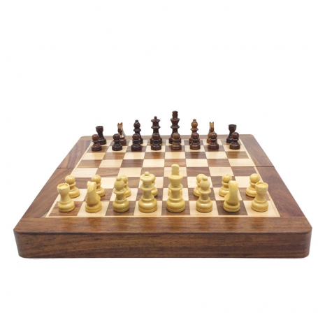 Coffret Echecs Magnétique en Bois Pliable 25 cm