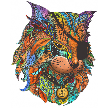 Puzzle en Bois Arc-en-ciel Chat Pirate