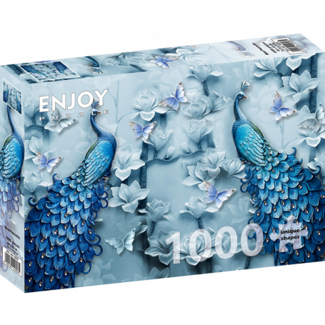 Puzzle Blue Peacocks