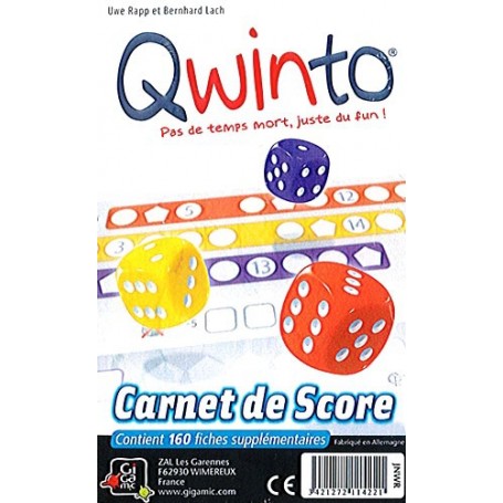 Qwinto - Recharge : Carnet de Score