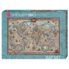 Puzzle Map Art Retro World
