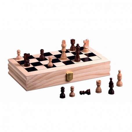Coffret Echecs en Bois Pliable 28 cm