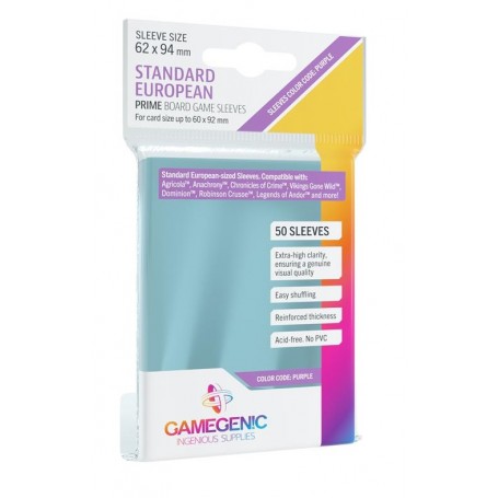 Gamegenic 60x92mm Standard EU Purple 50 Sleeves